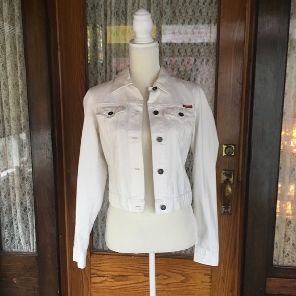 GUESS DENIM JEAN JACKET WHITE LADIES SIZE SMALL - Picture 8 of 8